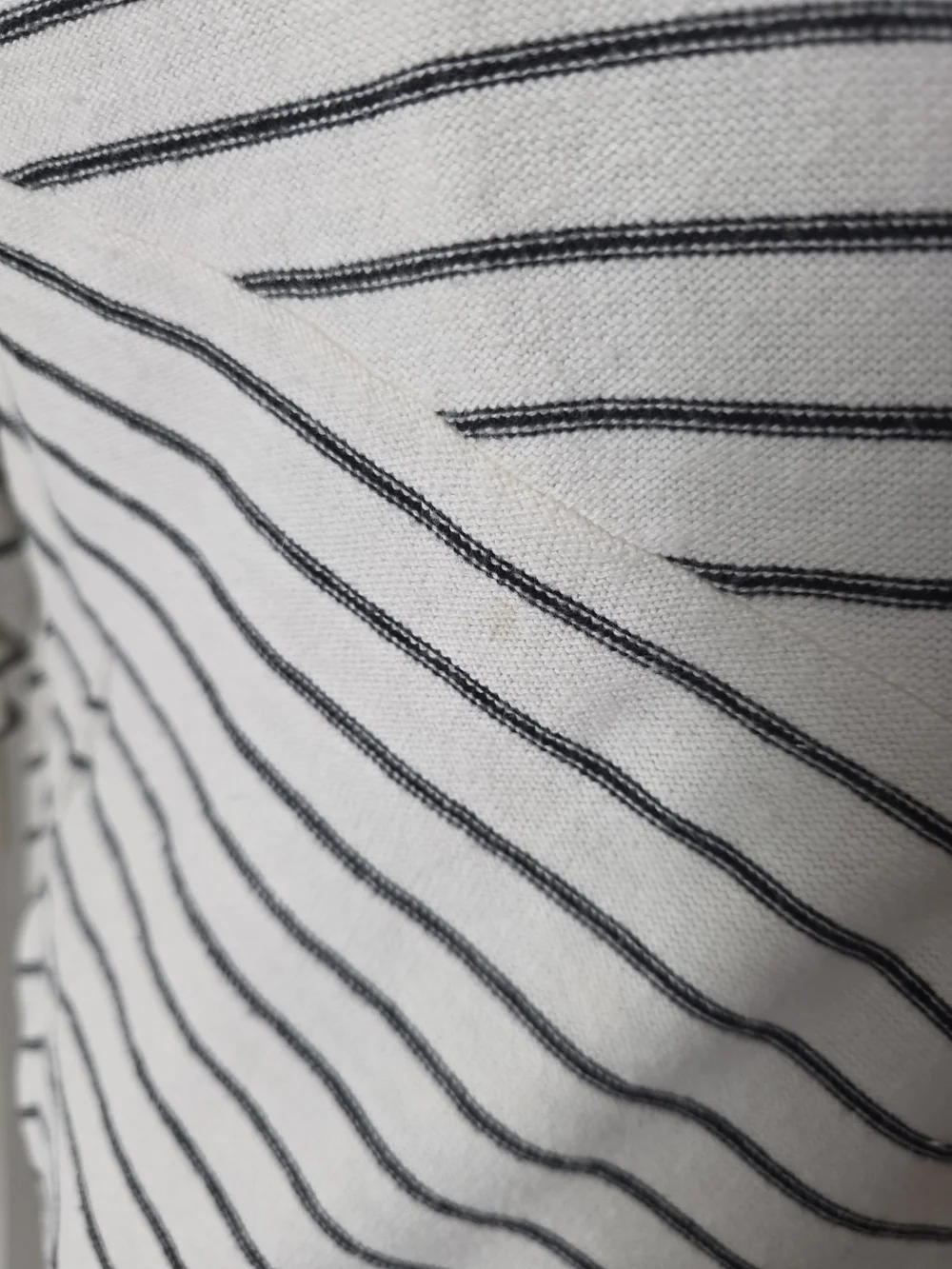 Tribal Striped Lightweight Boatneck Sweater in Cream w/Black Striping - Size M